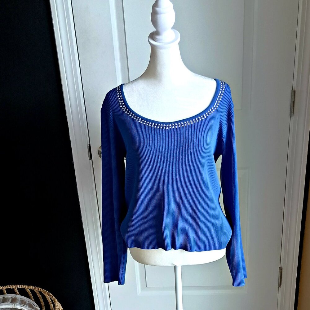 STUDDED RIBBED SWEATER NANETTE LEPORE SZ L